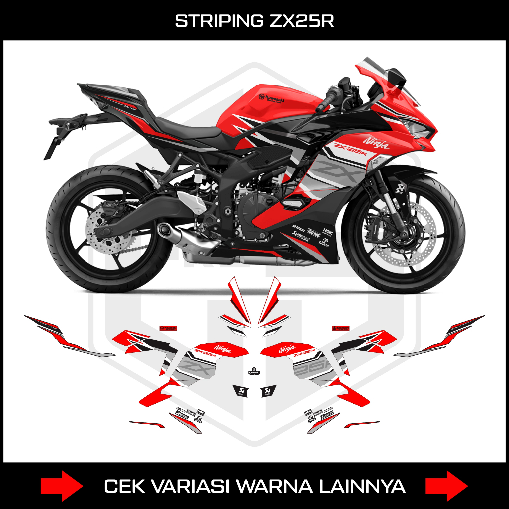 KAWASAKI NINJA ZX25R LIVERY RACING RED STRIPING STICKER / Ninja ZX25R Striping Variation Decal