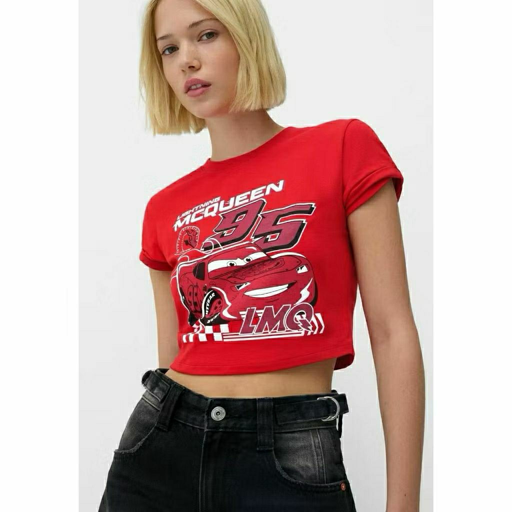 เสื้อครอป Tee Mc Queen Motif 95 Distro Premium/Longslevee Tee Top Mcqueen