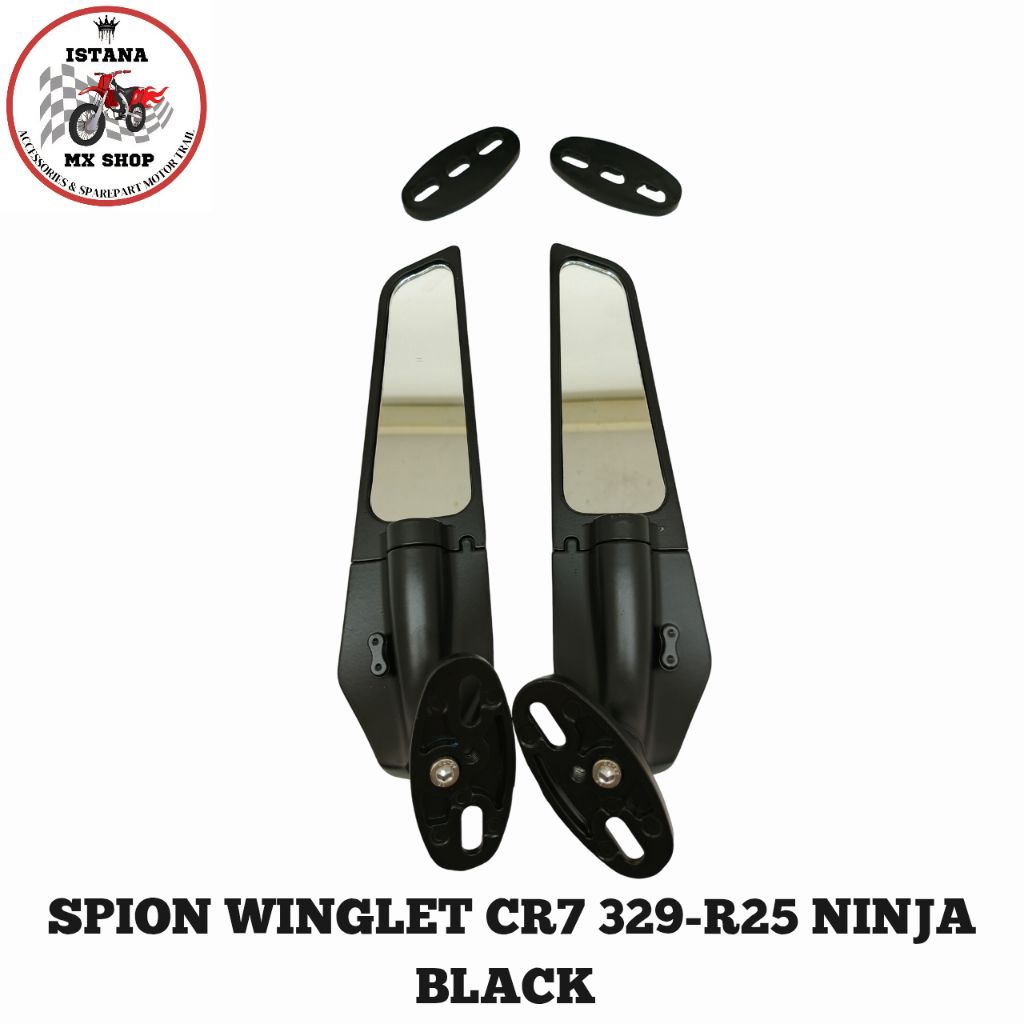 CR7 3297-R25 Ninja Black Winglet กระจกมองหลัง