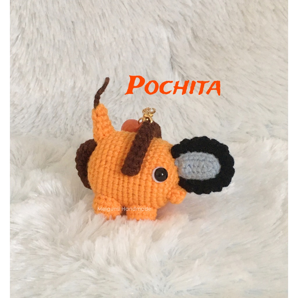 ตุ๊กตาถัก Pochita / Amigurumi Pochita / พวงกุญแจ Pochita Chaisaw Man