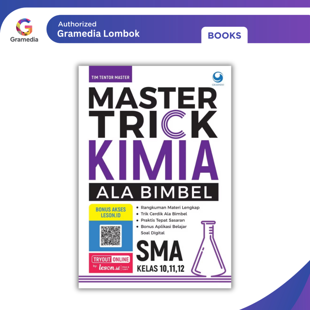 Gramedia Lombok Master Trick Bimbel-Style เคมีสําหรับเกรดมัธยมปลายอาวุโส 10, 11, และ 12 (โทผู้สอนแปล