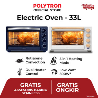 POLYTRON Kitchenmate Oven Listrik Low Watt 33 Liter - PEO 33B1B / PEO 33B2B / PEO 33B2W