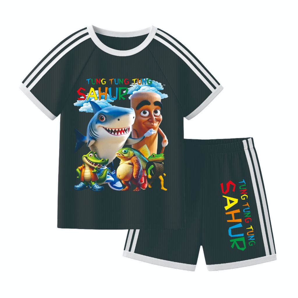 TUNG TUNG TUNG SAHUR ชุดสูทแขนสั้นสําหรับเด็กอายุ 1-10 ปี