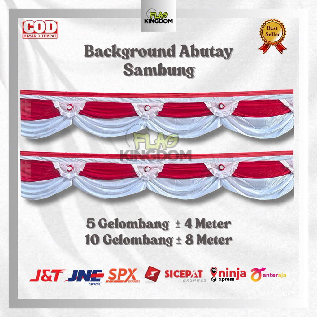 MERAH PREMIUM RED และ WHITE ABUTAY CONNETED BACKGROUND FLAG
