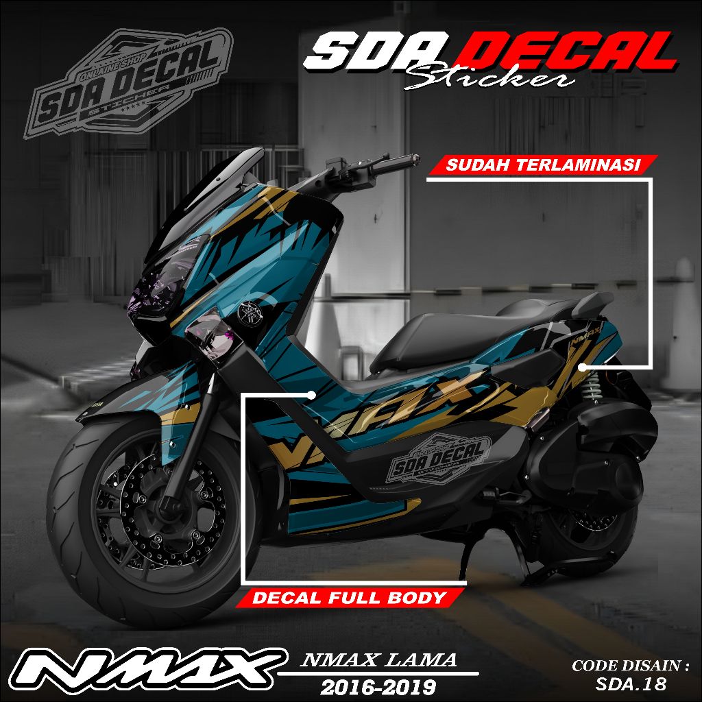 OLD NMAX DECAL 2016 - 2019 - FULL BLOCK STICKER NMAX 2016-2019 - FULL BODY NMAX STICKER SDA.018