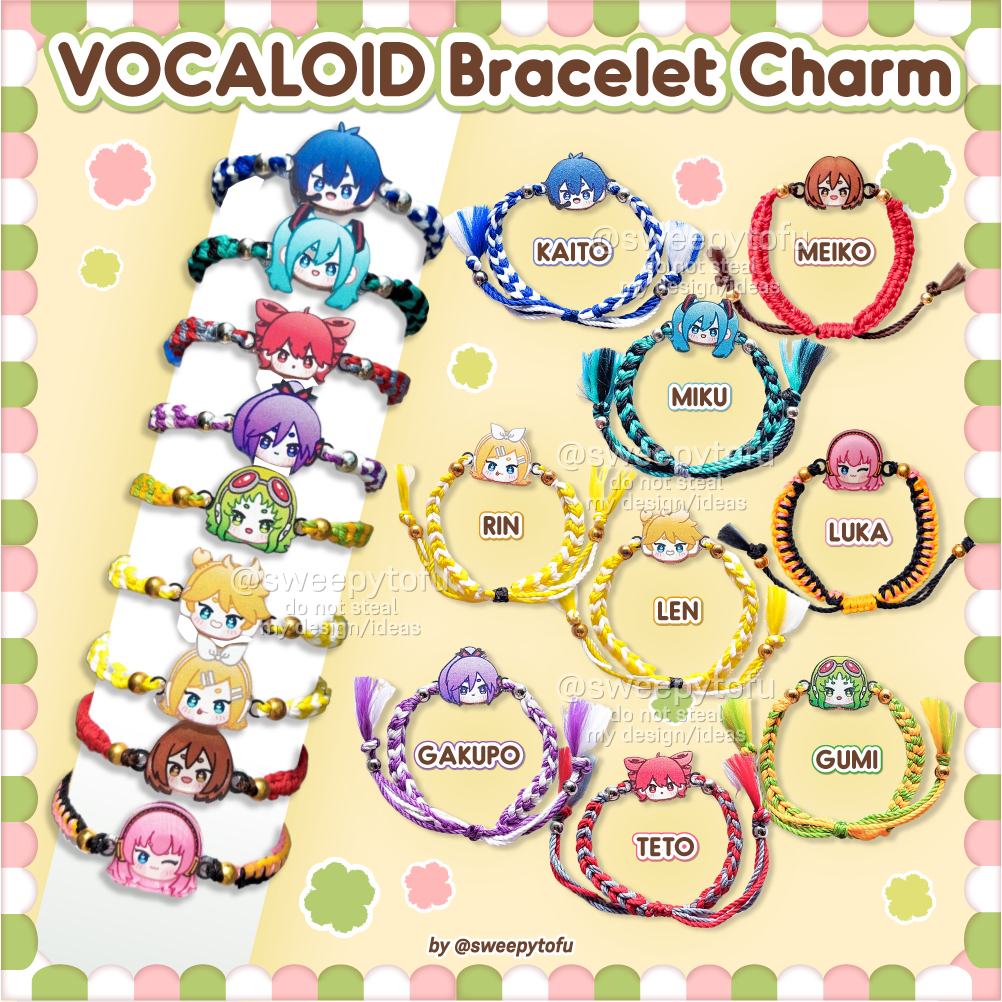 สร้อยข้อมือคู่รัก/สร้อยข้อมือเพื่อนปรับได้ทุกขนาด Vocaloid Miku Kaito Rin Len Luka Meiko Toto Gumi Gakupo