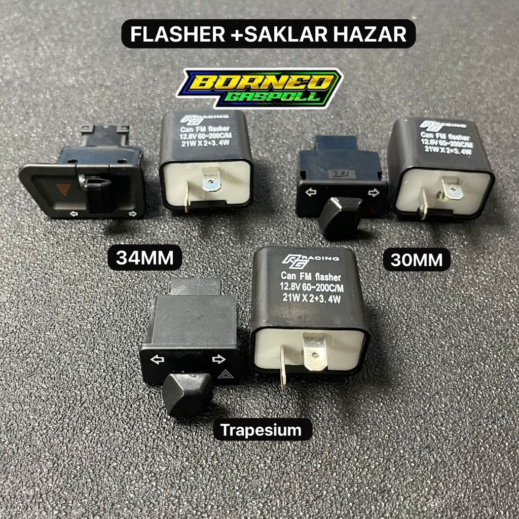 Flasher + Sen Switch Plus Hazard Trapezoid 30MM 34MM Hazard Switch Motor Turn Signal Switch Plus Haz