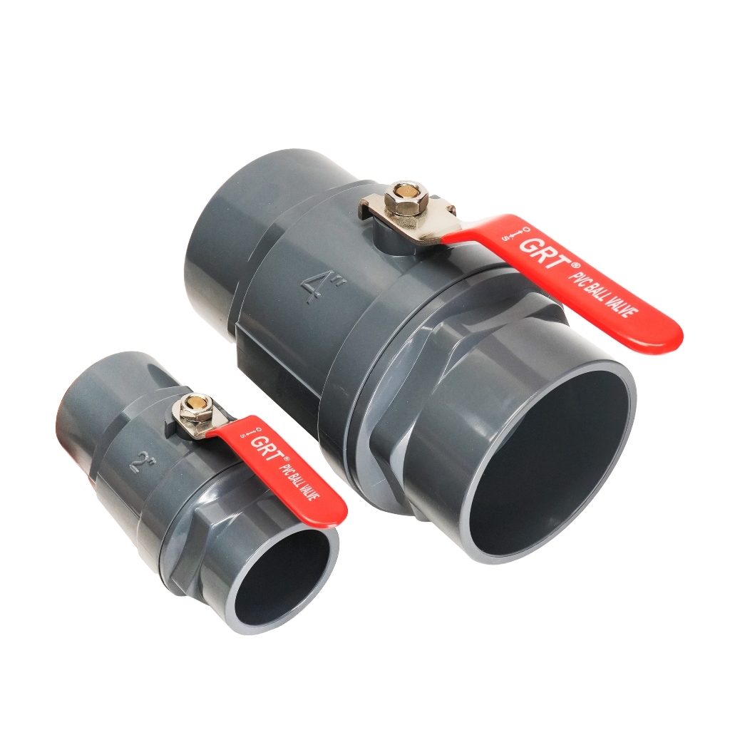 GRT บอลวาล์ว 2 นิ้ว (2") มือจับวาล์วหยุด PVC สแตนเลส