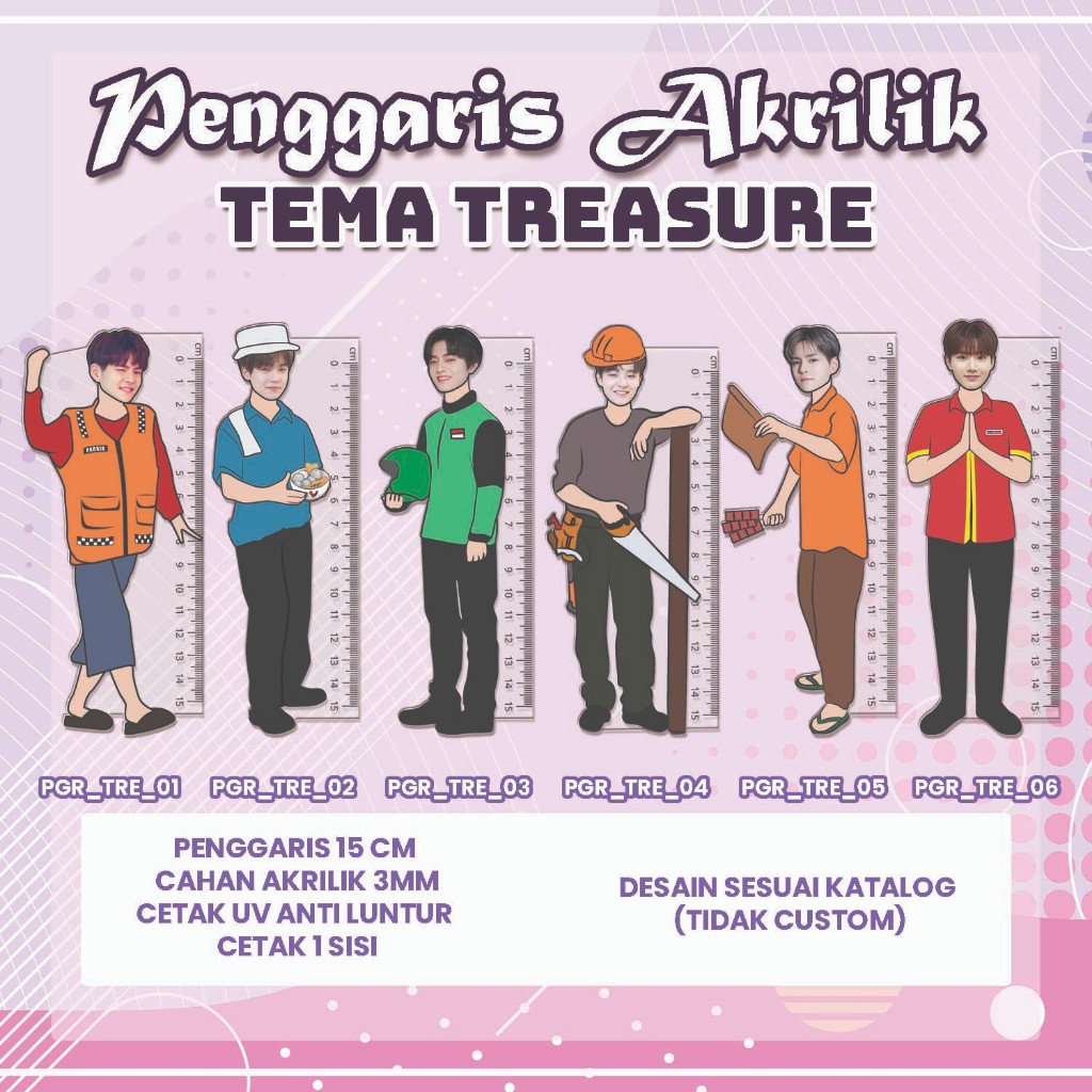 UNIQUE VIRAL CUTE RULER - KPOP ACRYLIC RULER - TREASURE Group - รหัส PGR_TRE