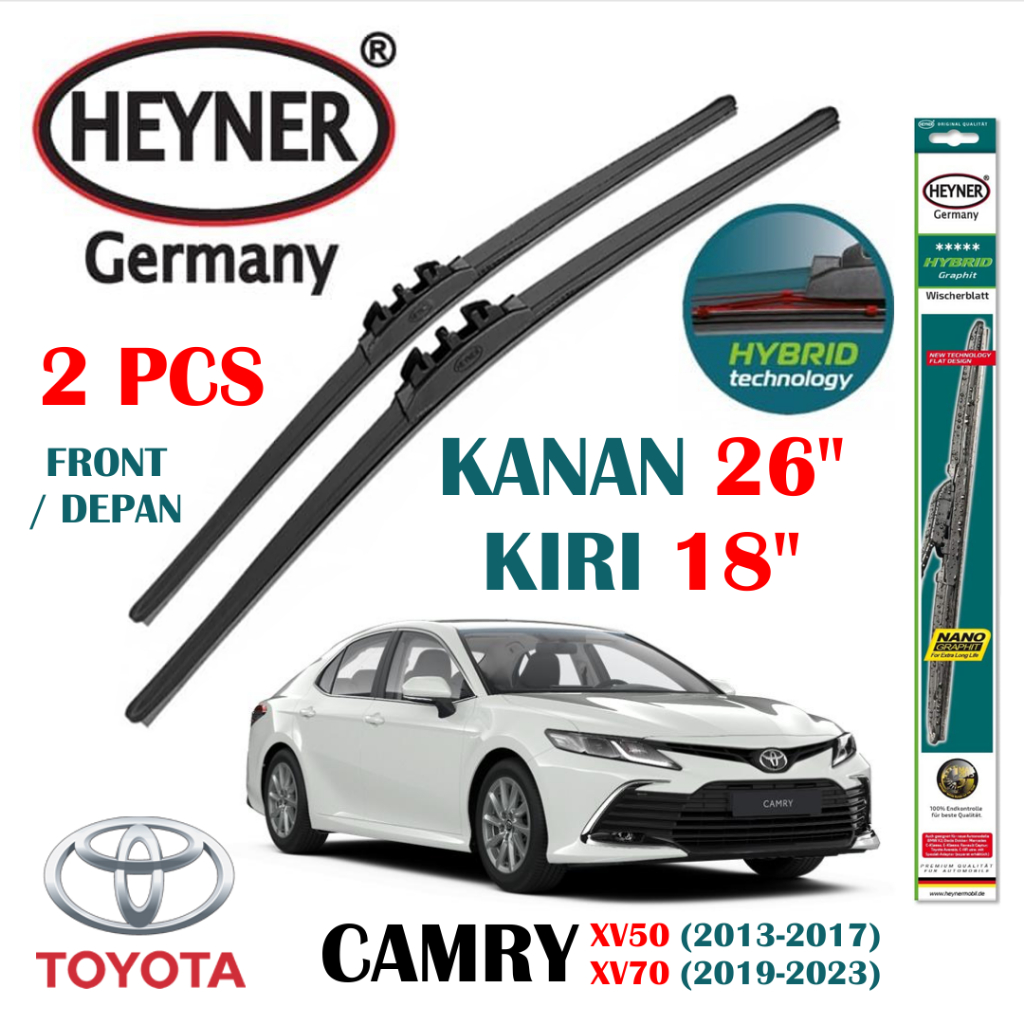 ชุดใบมีด WIPER TOYOTA CAMRY XV50 / CAMRY XV70 (26" + 18") "HYBRID" NANO GRAPHITE "HEYNER GERMANY"