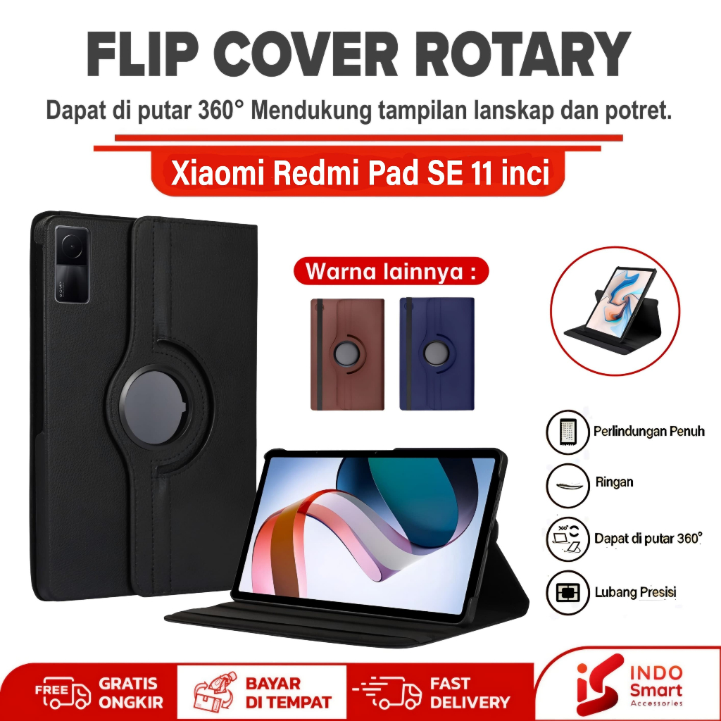 เคส Xiaomi Redmi Pad SE | Xiaomi Redmi Pad SE 11" | เคส Redmi Pad | ฝาครอบพลิกปลอกหนังโรตารียืนกรณีแ