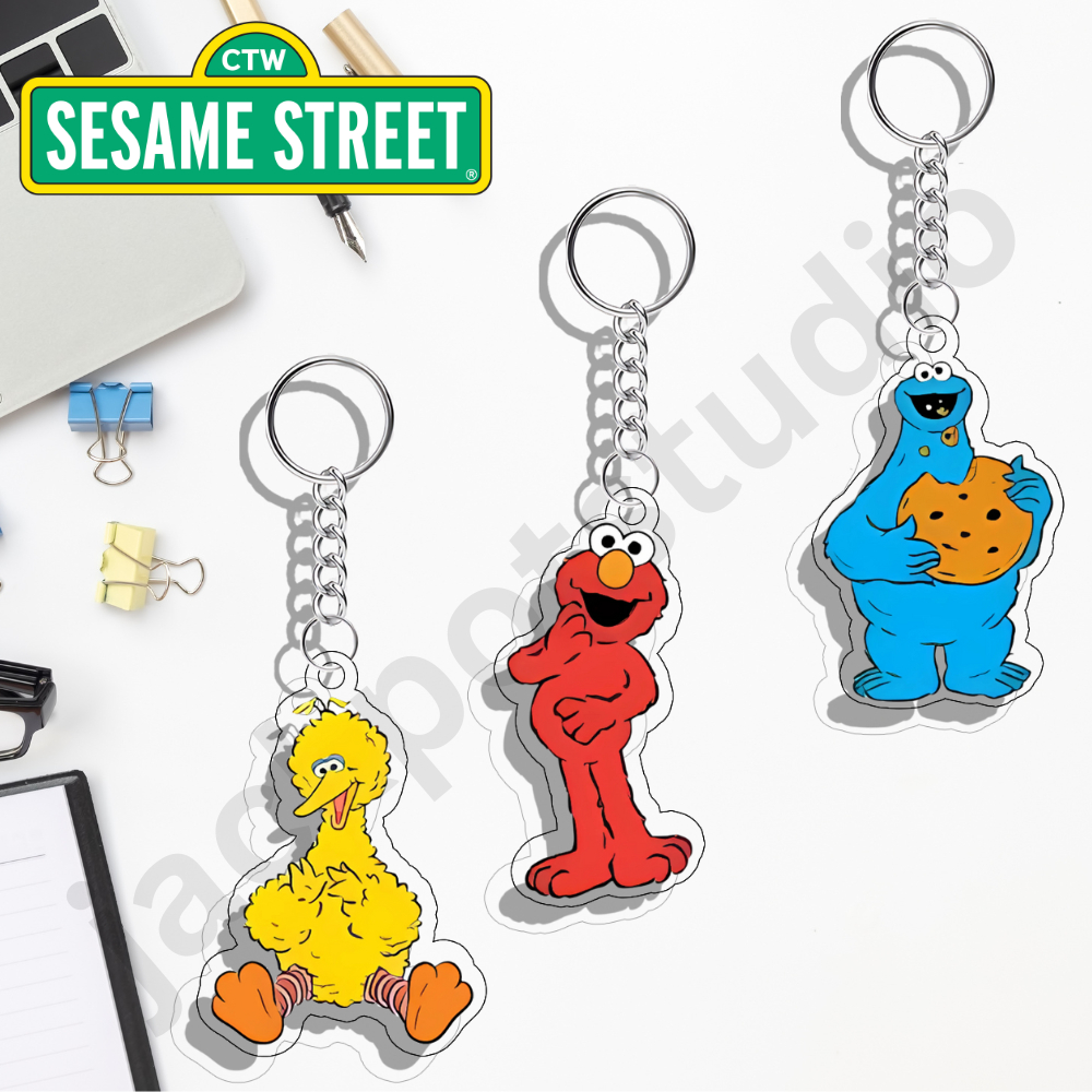 พวงกุญแจ GANTUNGAN Sesame Street ELMO | พวงกุญแจ Sesame Street น่ารักสําหรับ UV พิมพ์ของที่ระลึก 2 ด