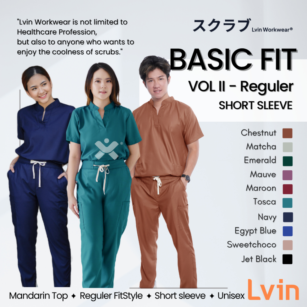 [ Lvin ] Vol II - Mandarin Collar - SCRUB MEDICAL SCRUB SCRUB FOR MAN & WOMEN / Regular Fit / OKA OK Nurse/AM to PM Series/Doctor Short Sleeves [ส่งออก]