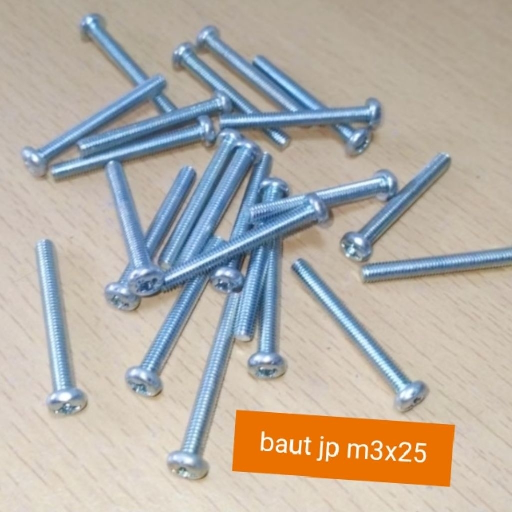 Jp m3x25 pitch 0.5 สกรูเครื่องจักรกลเนื้อหา m3x25 500 ชิ้น