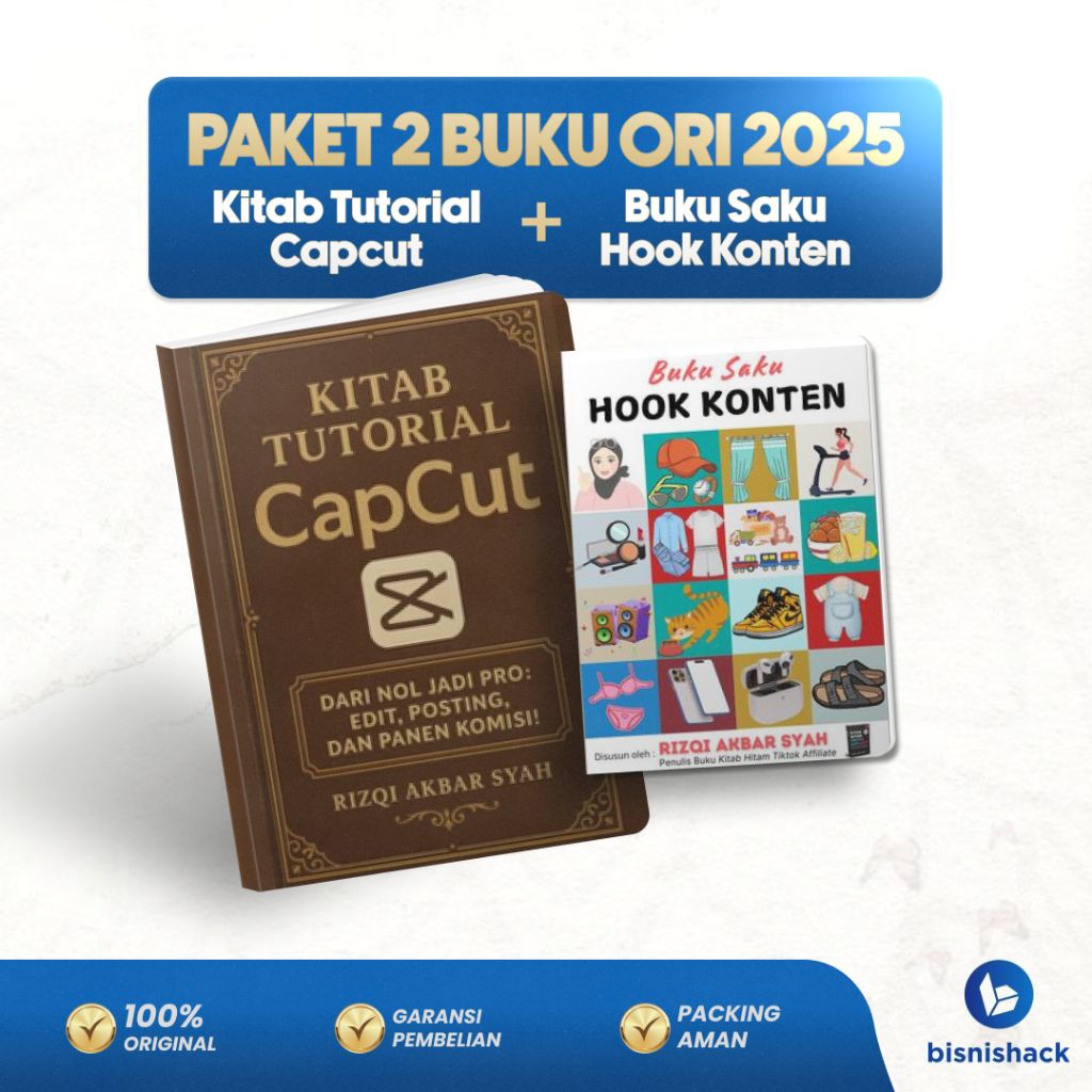 BusinesshackStore - แพ็คเกจหนังสือต้นฉบับ 2 เล่ม, หนังสือ Capcut และหนังสือพกพา, เนื้อหาตะขอโดย Rizq