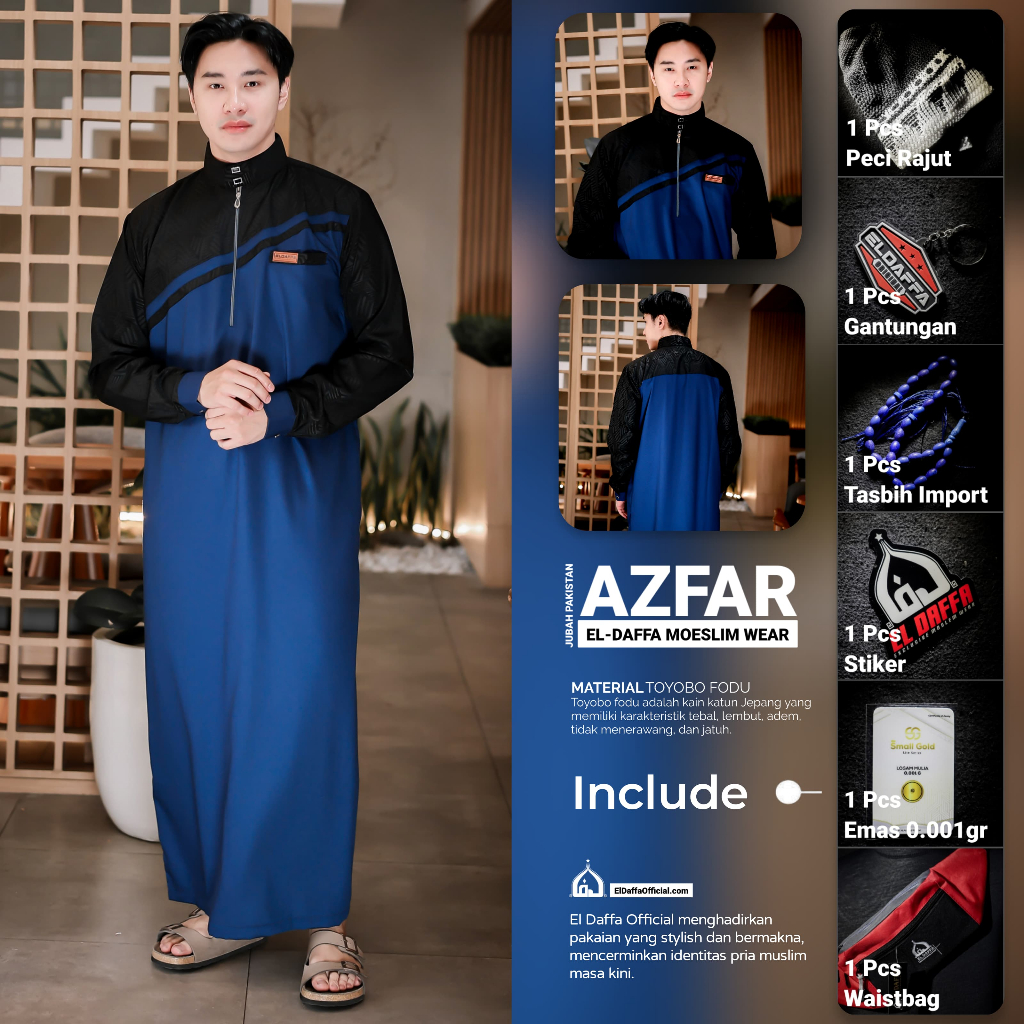 ORIGINAL AZFAR MENS GAMIS BY EL-DAFFA - เสื้อผ้าผู้ชาย JUBAH GAMIS - เสื้อผ้าผู้ชาย