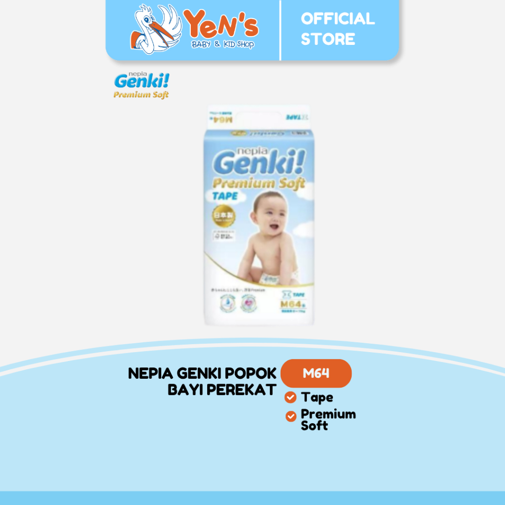 Genki Tape M64 / Genki Premium Soft ผ้าอ้อมเด็ก / ผ้าอ้อมเด็กแบบกาว
