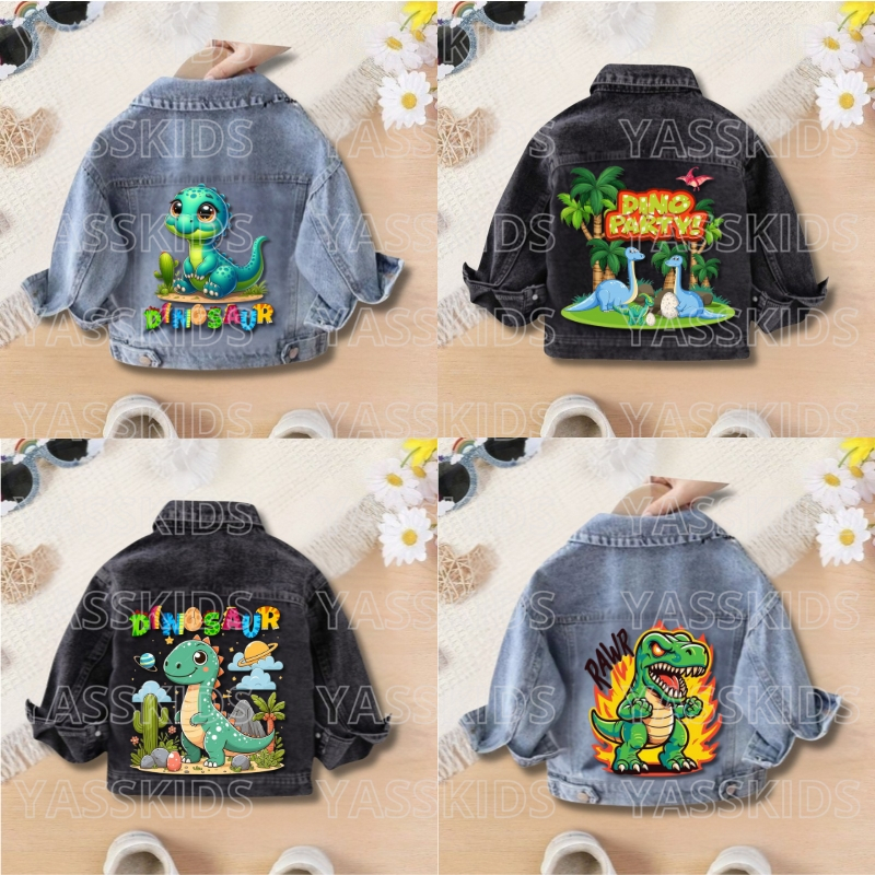 DINO CHARACTER KIDS JEANS JACKET AGES 1 - 7 YEARS SNOW BLUE & SNOW BLACK