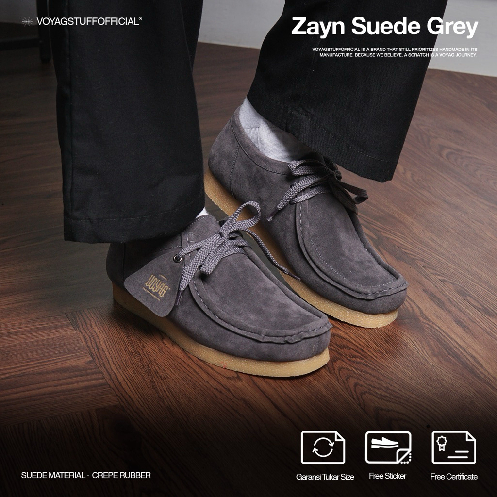 Voyagegstuffofficial - รองเท้าบูทผู้ชาย Zayn Suede Grey