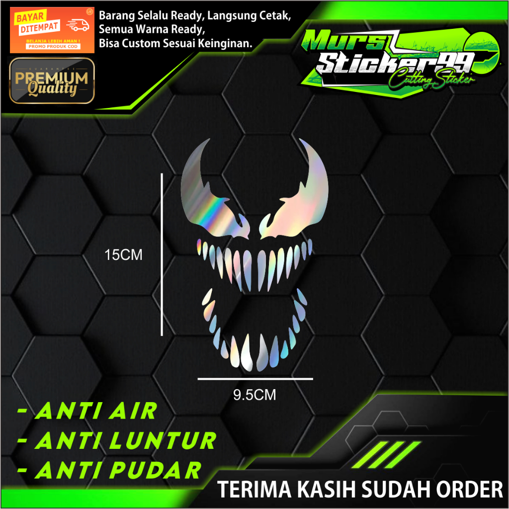 สติ๊กเกอร์ VENOM FACE เหมาะสําหรับรถจักรยานยนต์ รถยนต์ และอื่นๆ