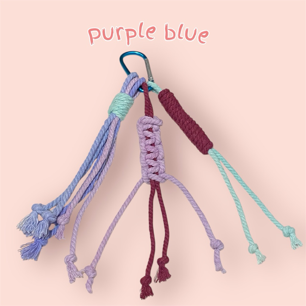 GANTUNGAN Macrame เชือก carbiner ที่แขวนกระเป๋า พวงกุญแจห้อยกระเป๋า