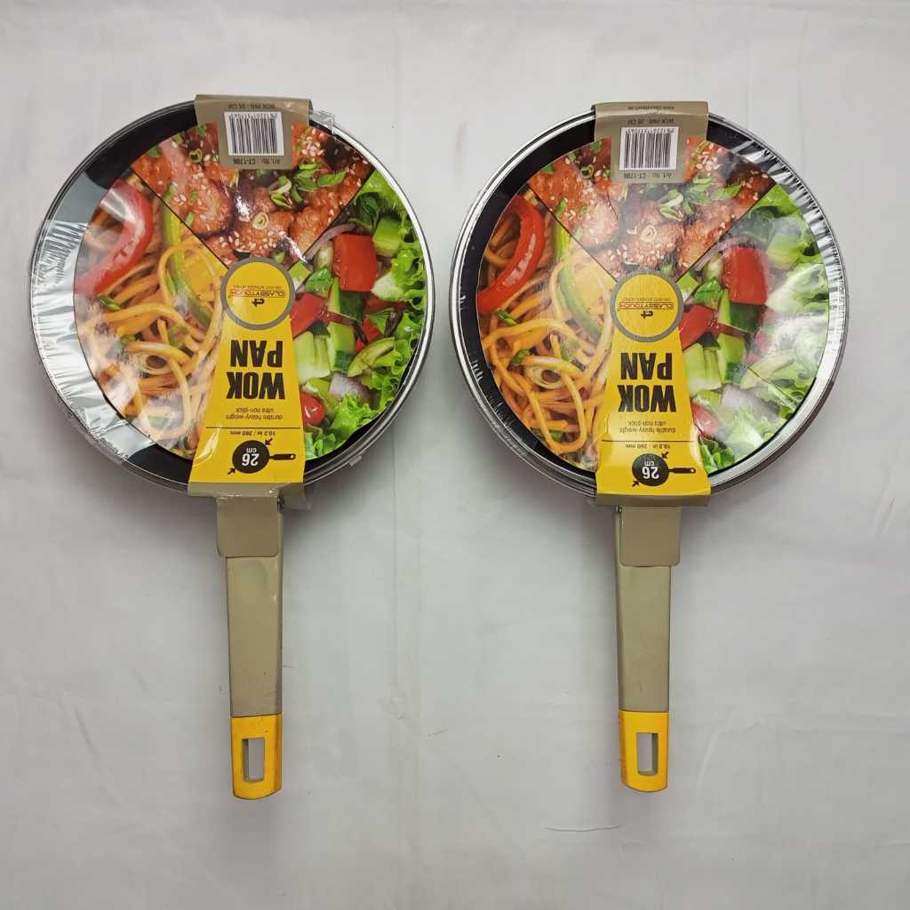 Classy Touch 26 ซม. CT-1706 กระทะเทฟล่อน 26 ซม. กระทะไม่ติดเคลือบสแตนเลสอย่างดี + ฝาแก้ว