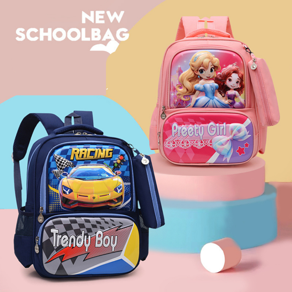 กระเป๋าเป้นักเรียนอนุบาล/Elementary School พร้อม "น่ารักเท่" ตัวนูน 3 มิติ วัสดุพรีเมี่ยม -M0313