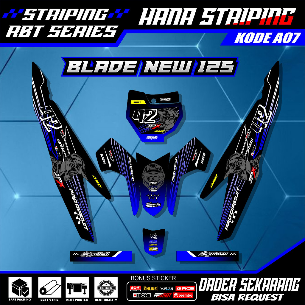 สติ๊กเกอร์ RBT BLADE ใหม่ 125 CUSTOM MOTORCYCLE RBT BEBEK MODIF YZ CRF KLX KX KTM RBT DESIGN HN A07