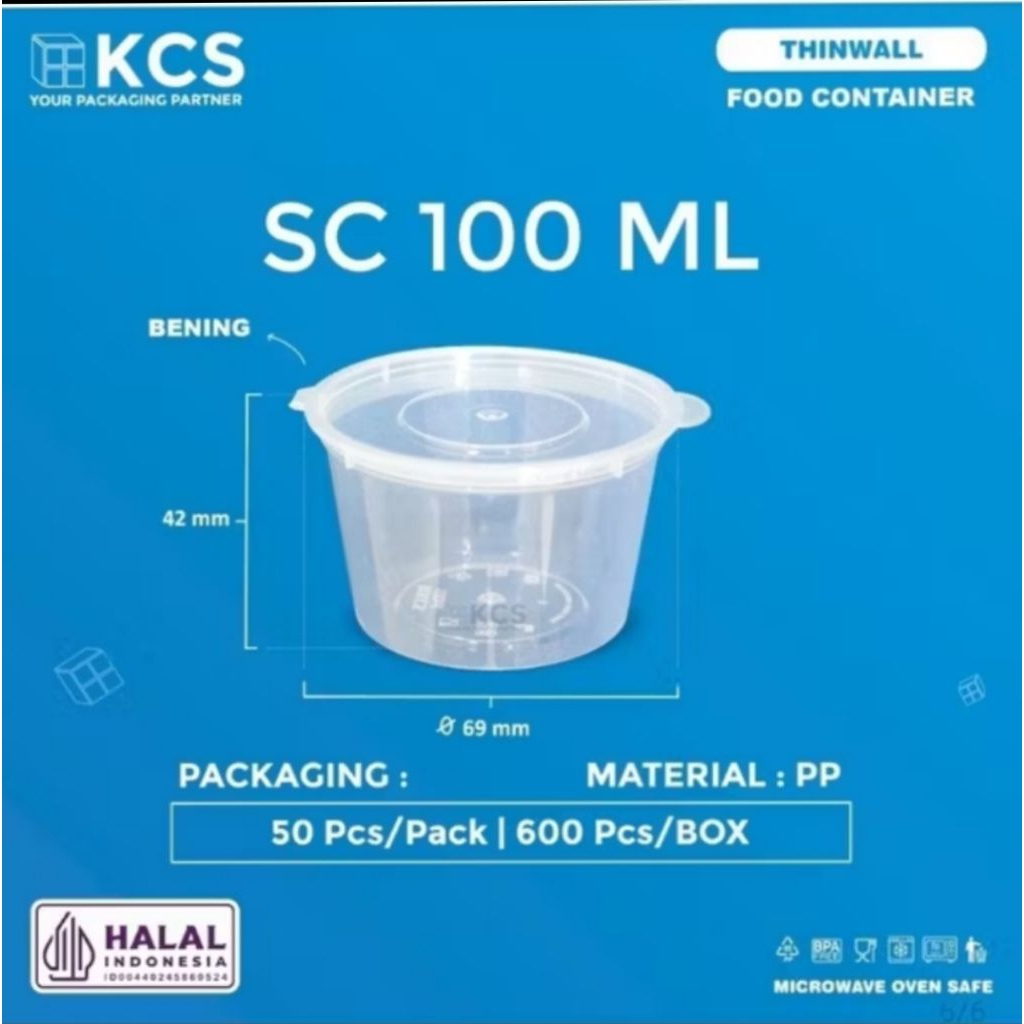 [CONTENTS 50 ชิ้น] THINWALL SC 100 ML KCS / SAMBAL SAUCE CUP / SAMBAL CONTAINER