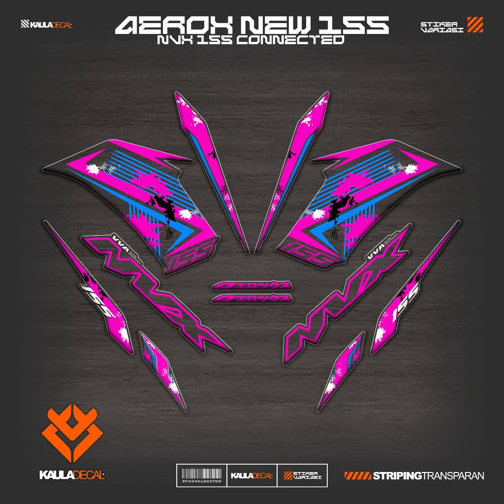 TRANSPARENT STRIPING MTF IP3 UV AEROX ใหม่ 155 NVX 155 สติ๊กเกอร์ตัวแปรสติกเกอร์ใส AEROX CONNETED