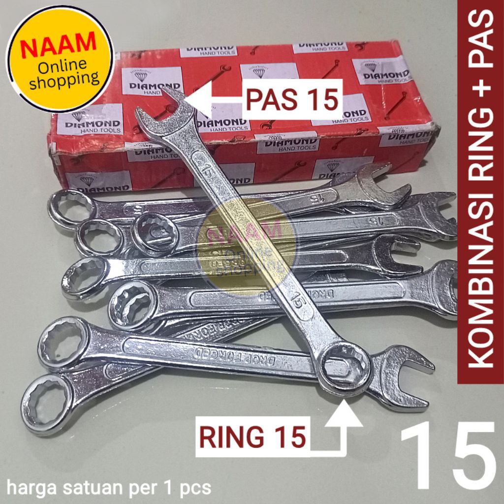 15 RING COMBINATION WRENCH - 15 RING WRENCH + 15 WRENCH - 2 IN 1 RING WRENCH
