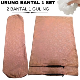 BISA COD Urung Bantal Resleting Satu Set 2 Bantal 1 Guling Motif Polos
