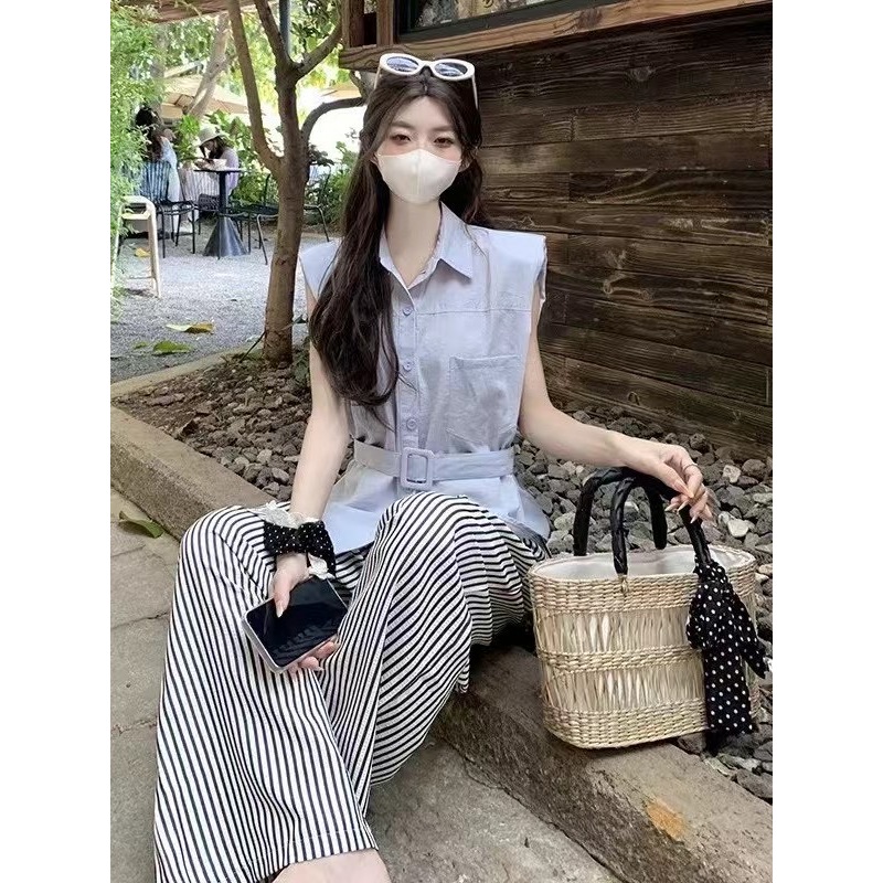 KEMEJA Onyou - เสื้อแขนกุด Karina + เข็มขัด