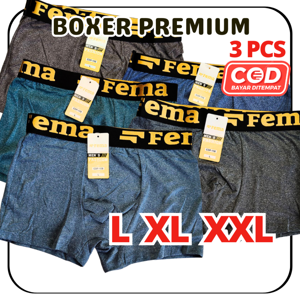 3PCS FEMA Official Shop กางเกงบ็อกเซอร์ผู้ชาย / กางเกงใน Misty 158