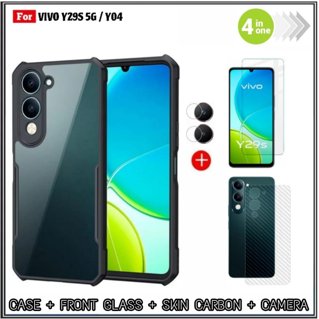 แพ็คเกจ 4IN1 เคส Vivo YZ9S 5G / Y04 Soft Hard Fusion ฟรีกระจกนิรภัย Full Riyanali_Shop