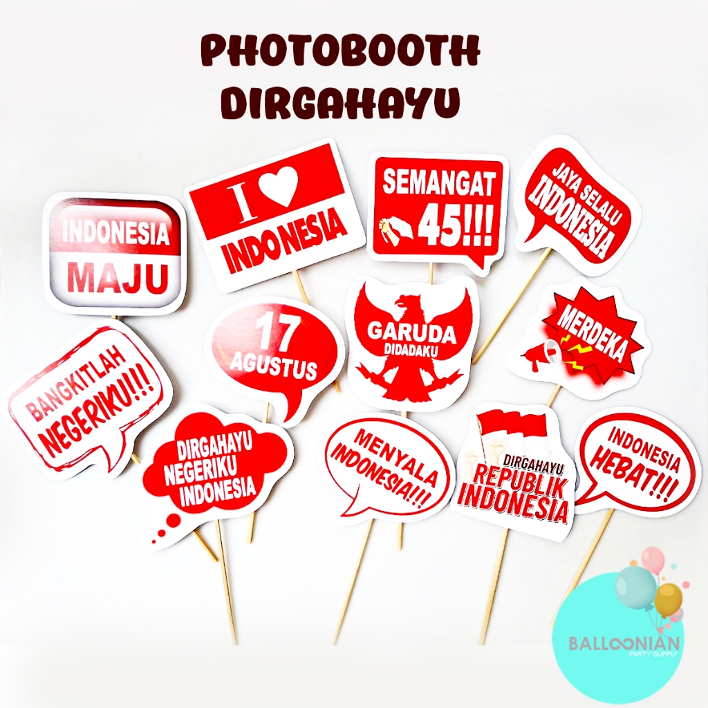 Photobooth Happy Birthday/August Decoration/Photobooth Props of Independence ของอินโดนีเซีย