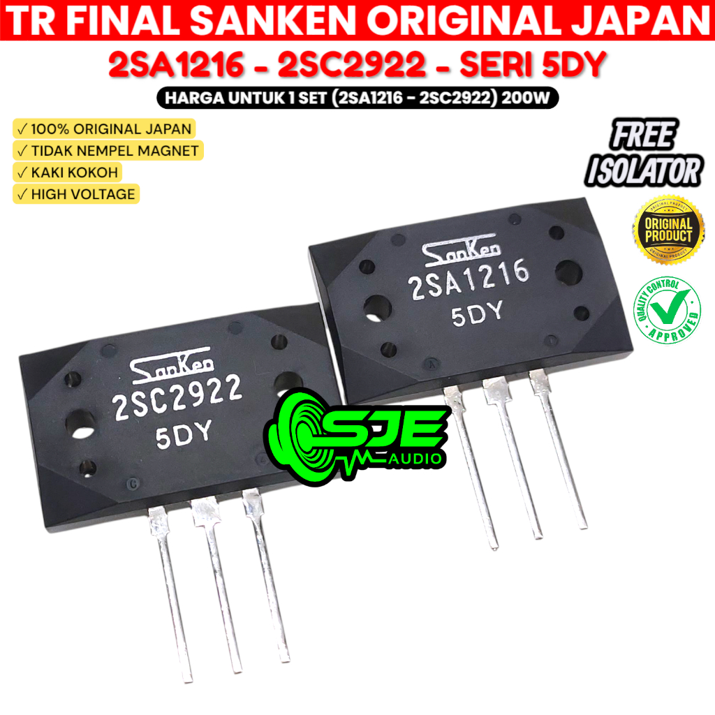 TR FINAL SANKEN 5DY 2SA1216 2SC2922 ทรานซิสเตอร์ดั้งเดิม 2SA 1216 2SC 2922 A1216 C2922 5 DY ต้นฉบับ