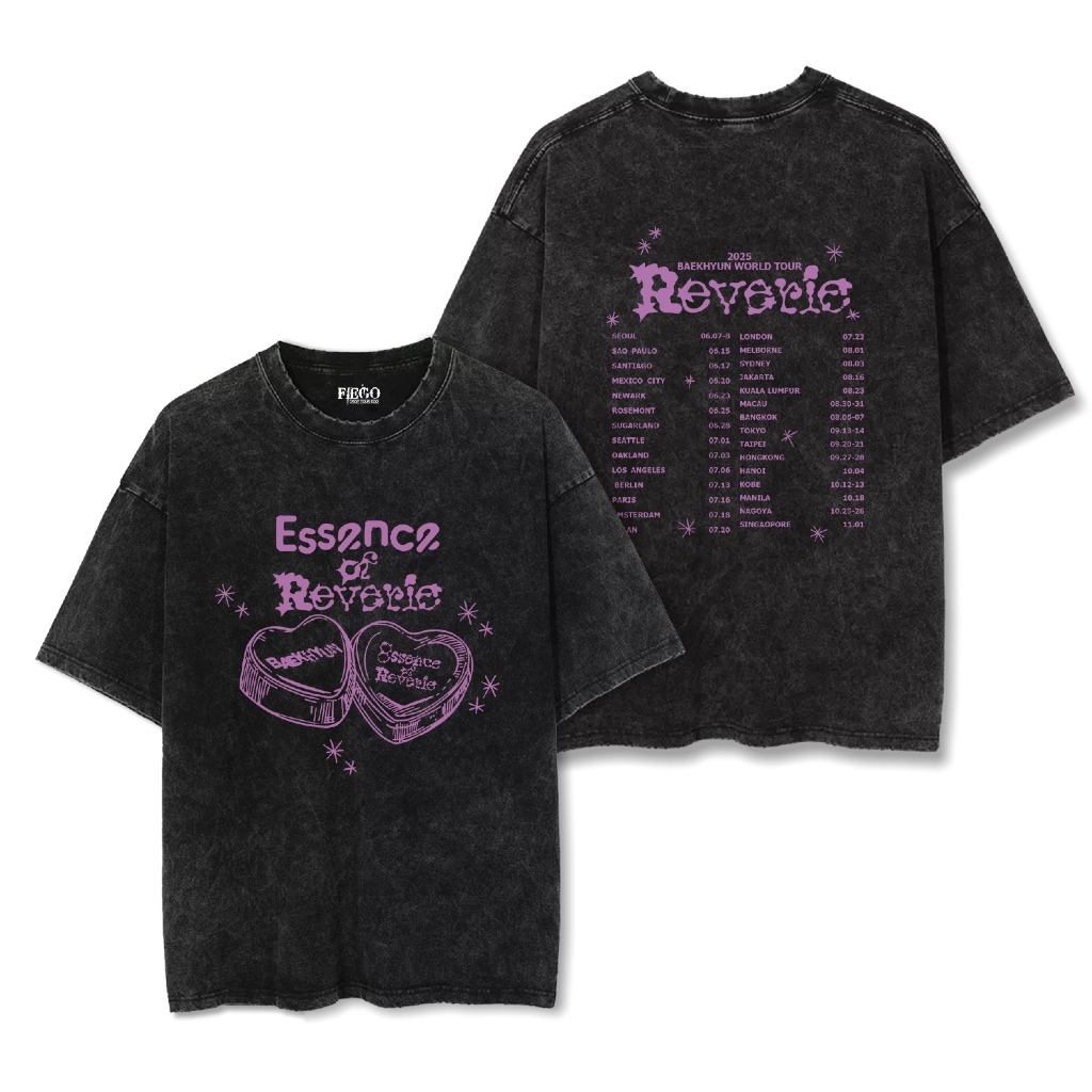 ชุดทัวร์ Fiego BAEKHYUN REVERIE | เสื้อยืดโอเวอร์ไซส์ Stonewash พรีเมี่ยม | เสื้อยืดโอเวอร์ไซส์
