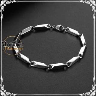 GELANG TANGAN RANTAI TITANIUM MODEL PADI 3 MM PRIA DAN WANITA