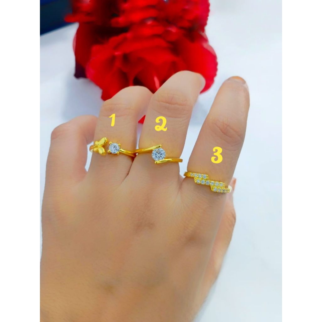 (ACC PEKANBARU) แหวนชุบคริสตัล 24k + ชุบทอง 24k