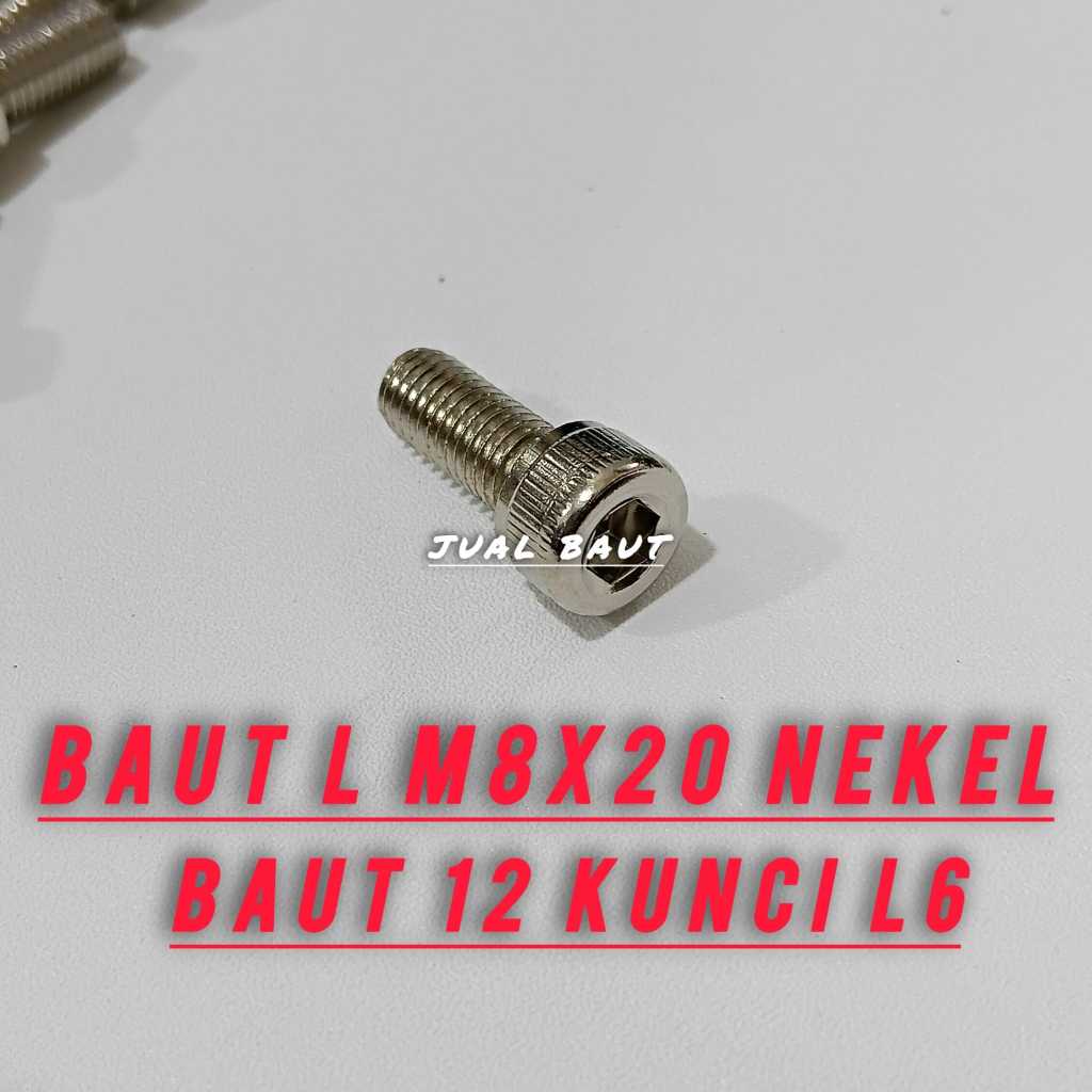 50/100 ชิ้นขายส่ง L สลักเกลียว Nekel M8x20 L6 ด้ายกุญแจ 12 8x20