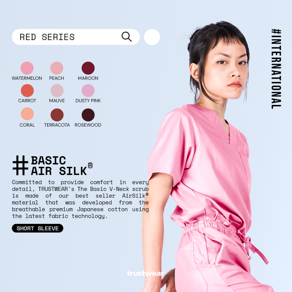 Doctors Scrub/Set OKA OK Nurse/Doctor Short Sleeve Red Series [ส่งออก]