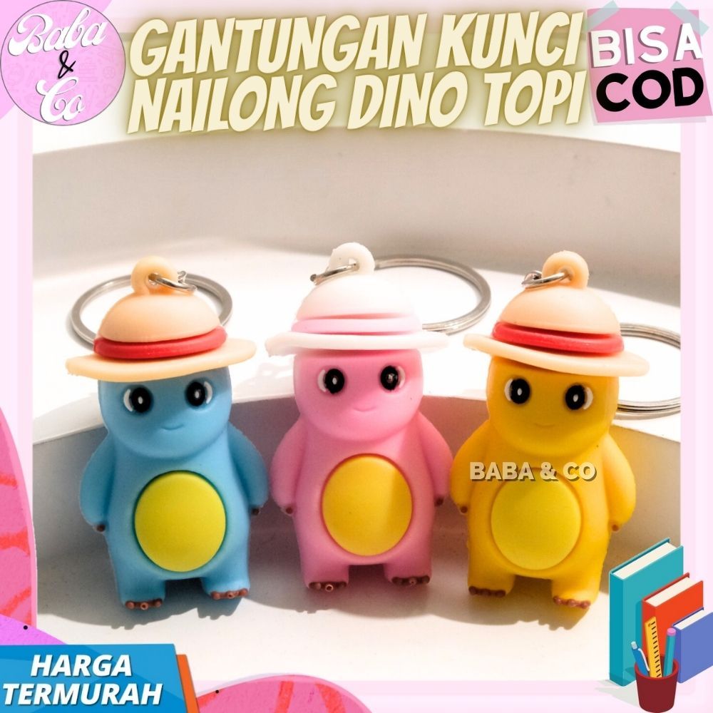 GANTUNGAN NAILONG พวงกุญแจน่ารัก UNIQUE DINO HAT KEYCHAIN DINOONG พวงกุญแจหมวกน่ารัก NAILONG DINO HA