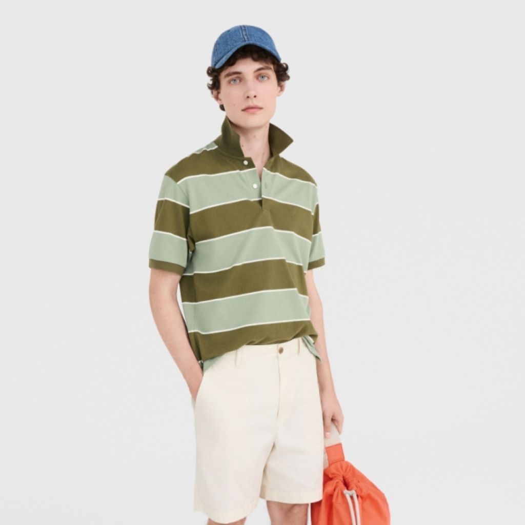 Uniqlo x Jw Anderson Original Uniqlo x JW Anderson Polo Stripe เสื้อโปโลแขนสั้นต้นฉบับ