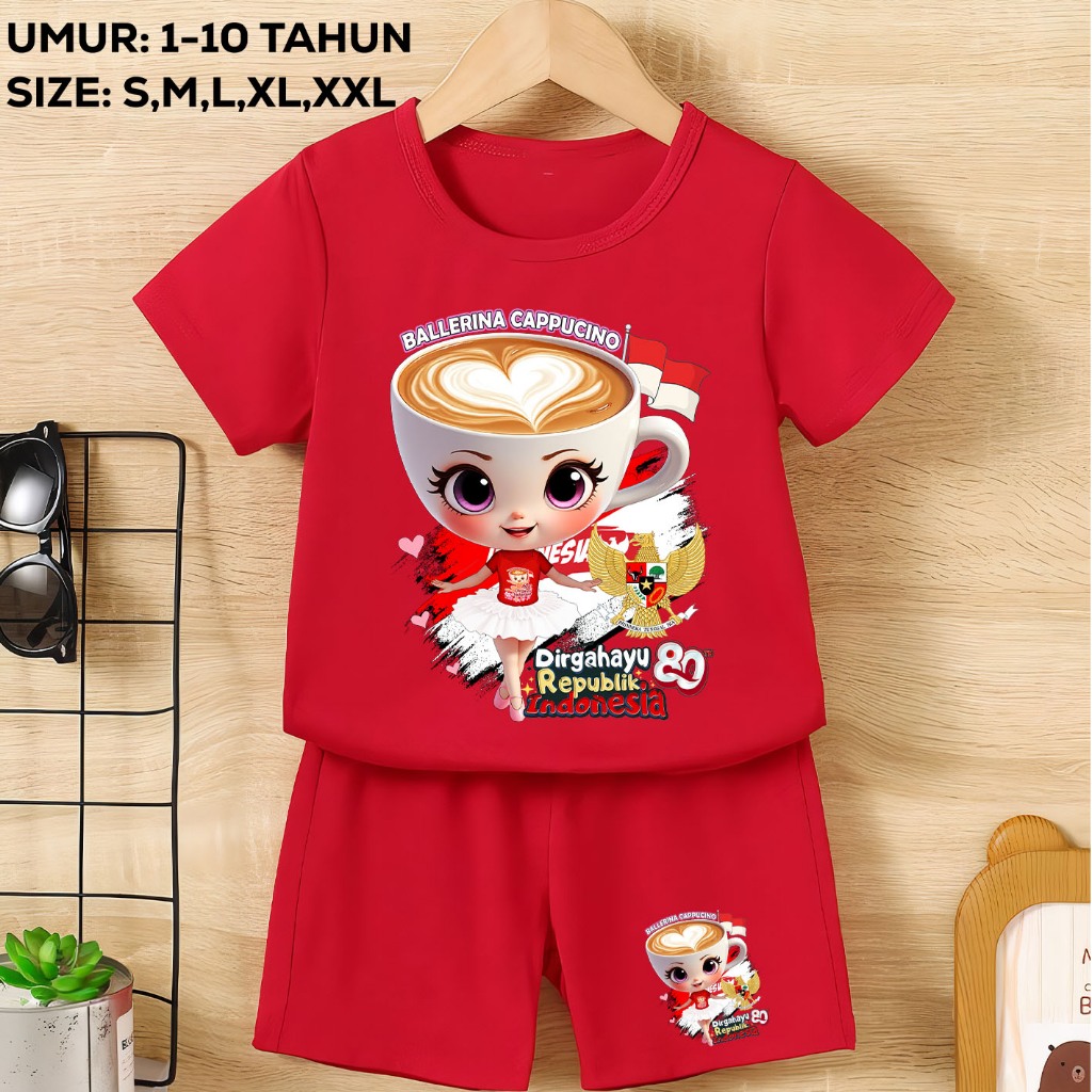เสื้อ Independence Cappuccina Ballerina สําหรับเด็กอายุ 1-10 ปี ชุดสูทแขนสั้น 17 สิงหาคม