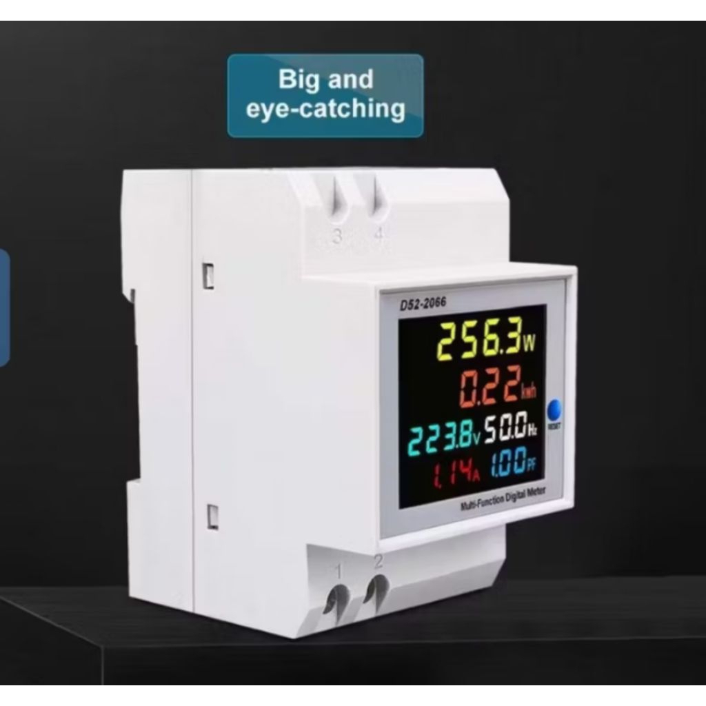 จอแสดงผลดิจิตอลมิเตอร์ไฟฟ้า Din Rail เฟสเดียว 300V - D52-2066