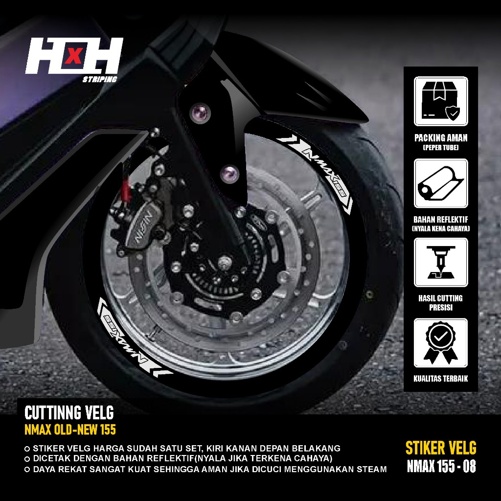 สติ๊กเกอร์ตัด Velg yamaha Nmax 155 turbo สติ๊กเกอร์เชื่อมต่อ Lis Variation Rubber Rims On 08