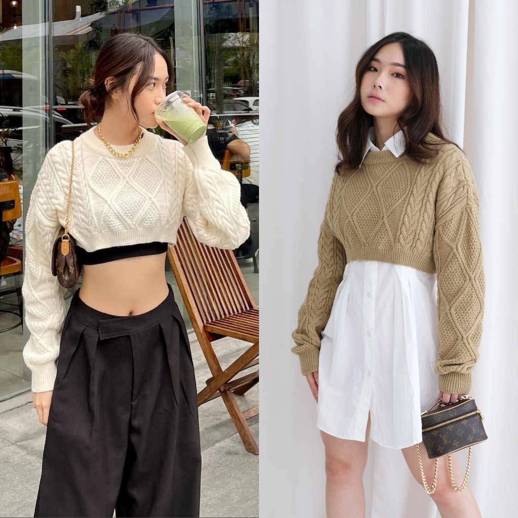 Beatrice Cable Knit Crop Sweater