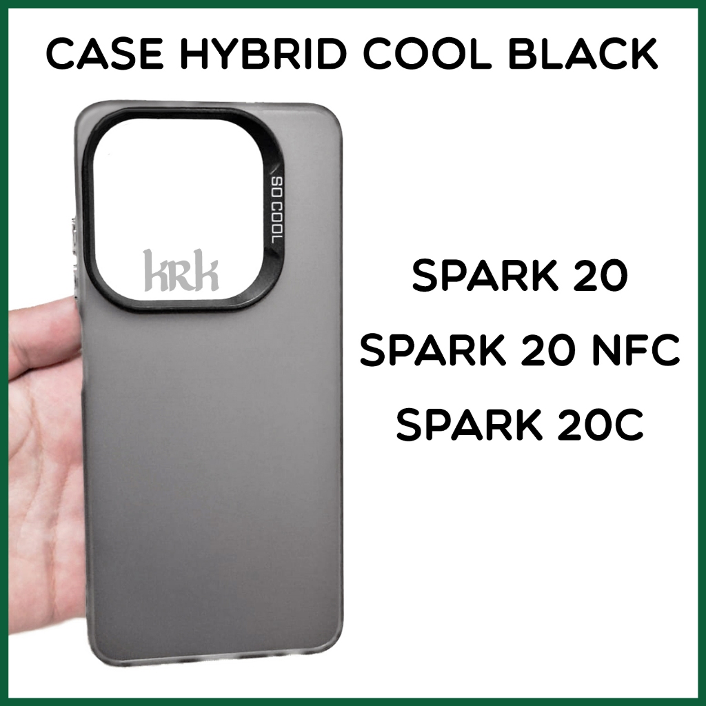 KRK Case Hybrid Cool Black Tecno Spark 20 NFC 20C Fuze Tekno Techno IMD Hardcase TPU สีดําสีเทา