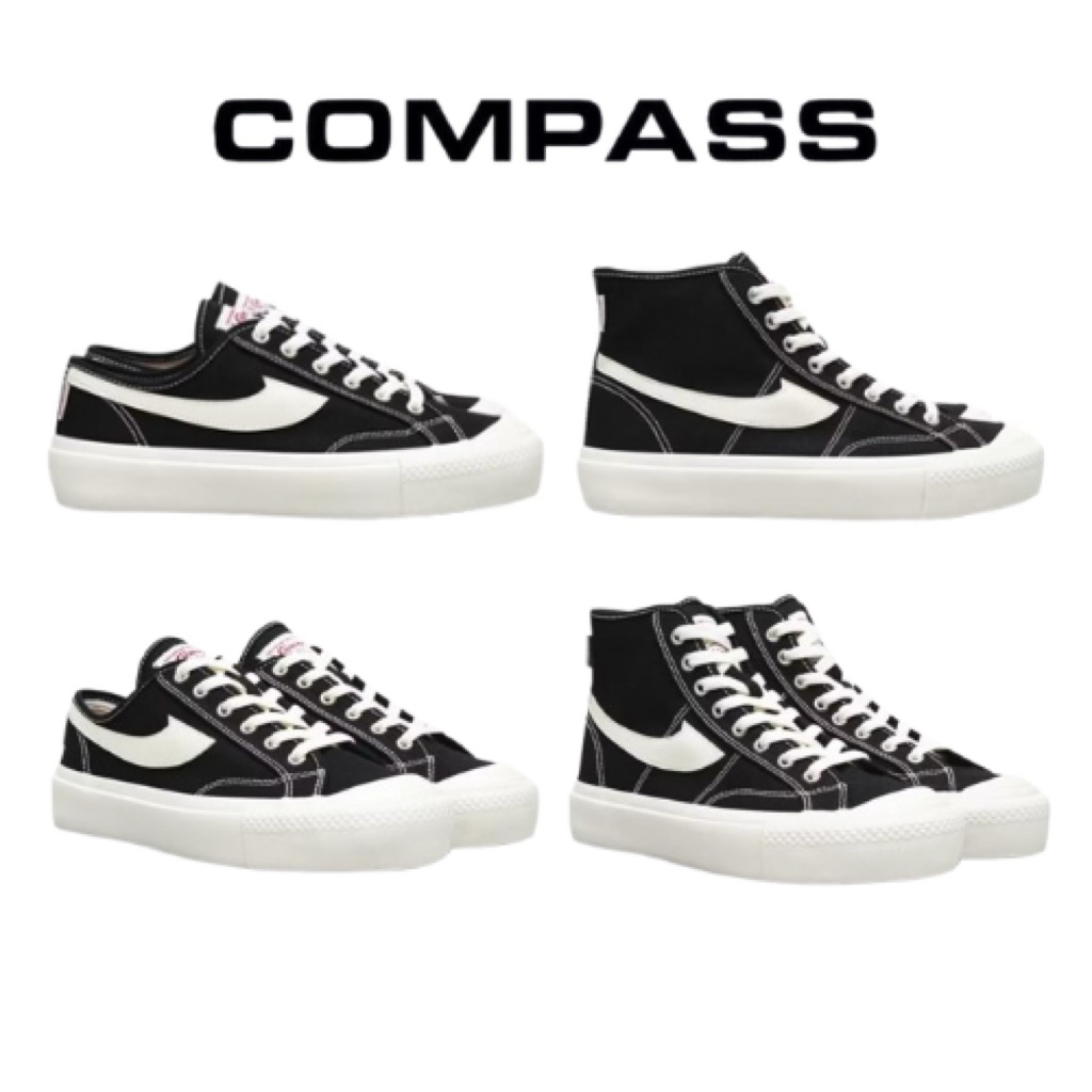 Compass Gazelle Low & Hi Black White Shoes ORIGINAL 100% [BNIB]